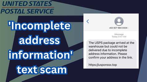 Oct 28, 2023 &0183; In the USPS Incomplete Address Text Scam, you get a text saying that a package couldnt be delivered because of an incomplete address. . Usps incomplete address